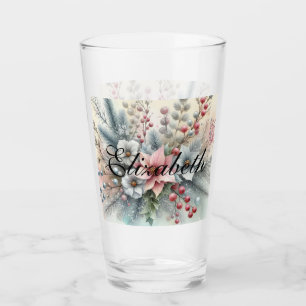 Verre Aquarelle vintage Fleur de Noël et ornements