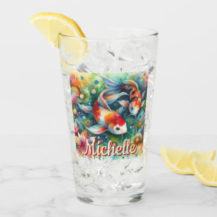 Verre Aquarelle Whimsical Koi Fish Personnalisée