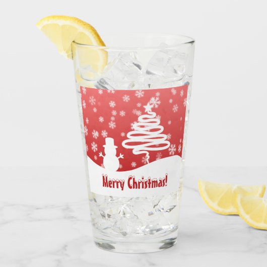 Verre Arbre de Noël blanc et Snowman (Devant glace)