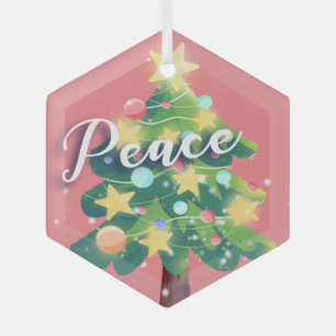 Verre Arbre de Noël Carton de Paix Ornement en métal ros
