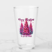 Verre Arbre de Noël rose Famille personnalisée (Devant)