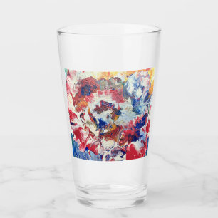 Verre Arbre en fleurs rouge abstrait bleu bleu jaune Fle