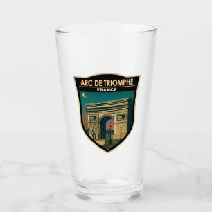 Verre Arc de Triomphe France Retro Travel Art Vintage