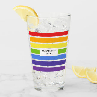 Verre Arc-en-ciel découpé Nom personnalisé brassée