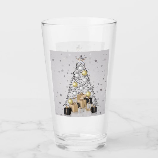 Verre Argent Gold et Arbre de Noël Noir (Devant)