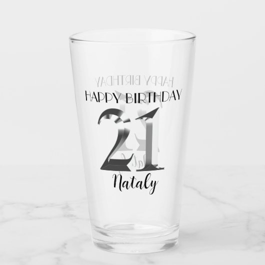 Verre Argent métallique 21e anniversaire (Devant)