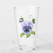 Verre Art botanique floral de pensées violettes (Dos)