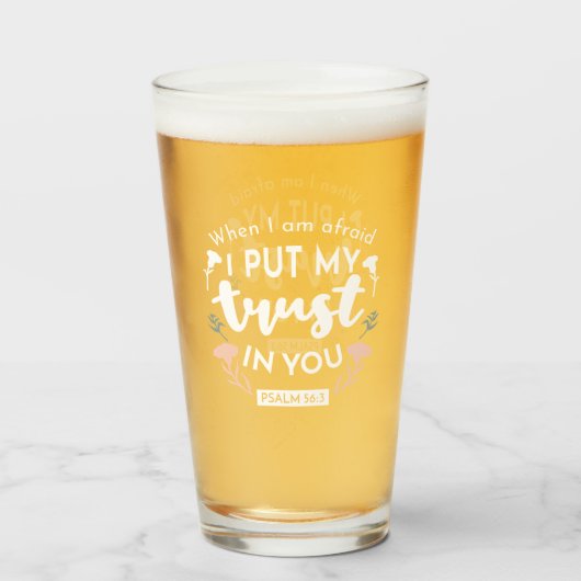 Verre Art chrétien floral foncé - Psaume 56:3 (Devant (rempli))