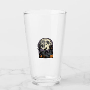 Verre Art de silhouette Halloween vintage lune chèvre ha