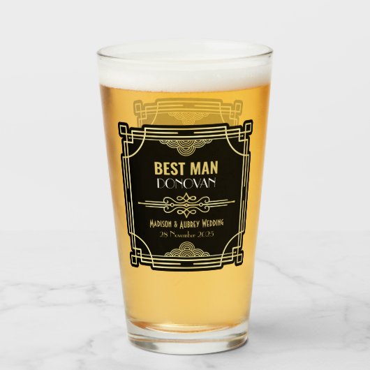 Verre Art Déco Mariage Best Man Gold Black Favor années  (Devant (rempli))