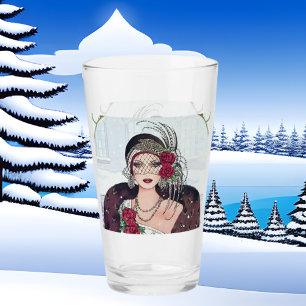 Verre Art déco rétro dame de Noël