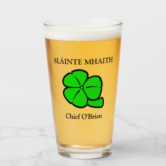 Verre Art floral de la Saint-Patrick Trèfle vert (Devant (rempli))