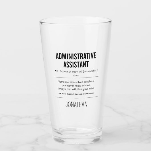Verre Assistant administratif personnalisé amusant (Devant)