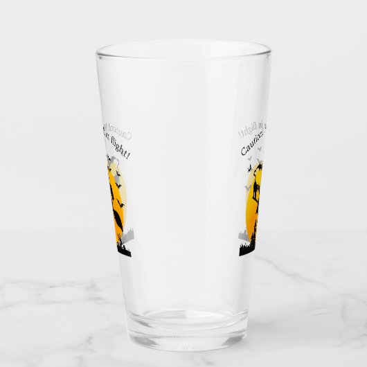 Verre Attention ! Sorcière en vol (Droite)