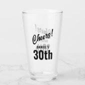 Verre Audacieuse Typographie Cheers Nom 30e anniversaire (Dos)