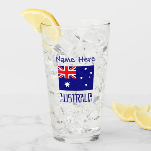 Verre Australie Drapeau Australien Bleu Personnalisation (Devant glace)