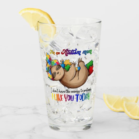 Verre Autism Mom - Sloth (Devant glace)