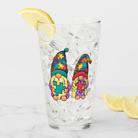 Verre Autisme couple Gnome (Devant glace)