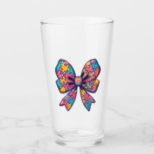 Verre Autisme Maman Puzzle Pièce Coquette Bow Ruban Auti