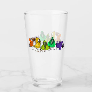 Verre aux oiseaux colorés