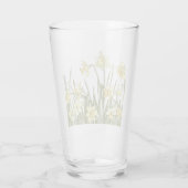 Verre avec bordure florale de jonquilles jaunes (Dos)