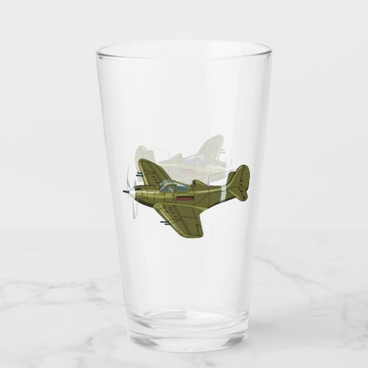 Verre Avion de chasseur rétro-dessiné (Devant)