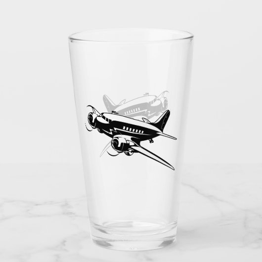 Verre Avion rétro de dessin (Devant)