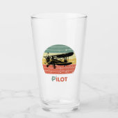 Verre Avion vintage Retro Sunset Pilote Anniversaire Amu (Devant)