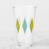 Verre Avocado Green Aqua Stars & Diamonds Mid Century (Dos)