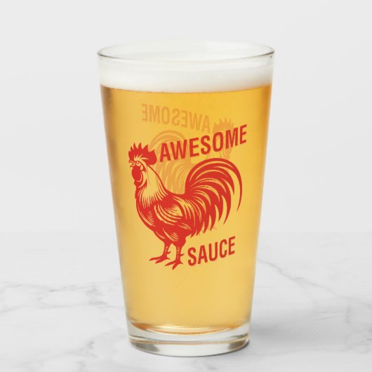 Verre Awesome Rooster de sauce drôle (Devant (rempli))