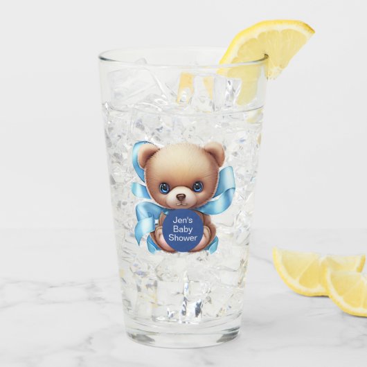 Verre Baby shower Bleu Teddy Bear (Dos glace)