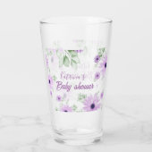 Verre Baby shower personnalisé de fleurs d'aquarelle vio (Dos)