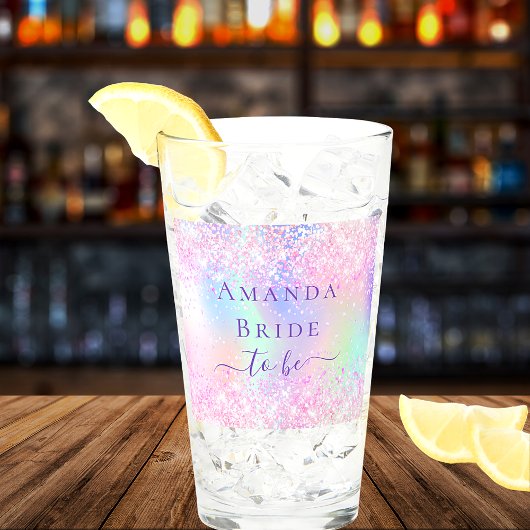 Verre Bachelorette à mariée rose holographique