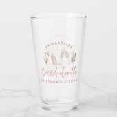 Verre Bachelorette rose girly cocktail floral aquarelle (Dos)