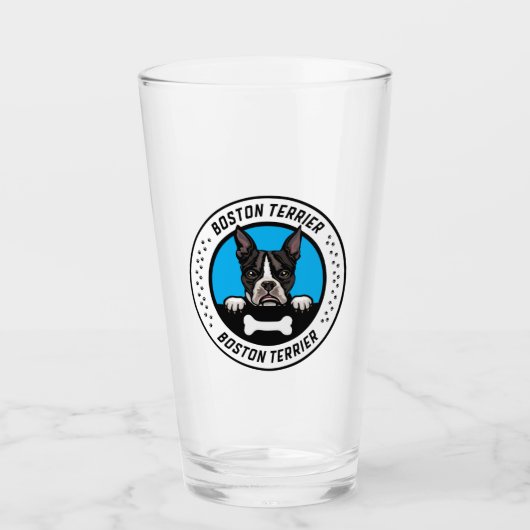 Verre Badge d'illustration de Boston Terrier Peeking (Devant)