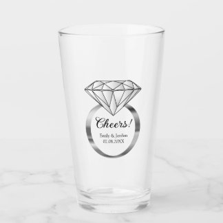Verre Bague de mariage diamant Cheers Texte personnalisé