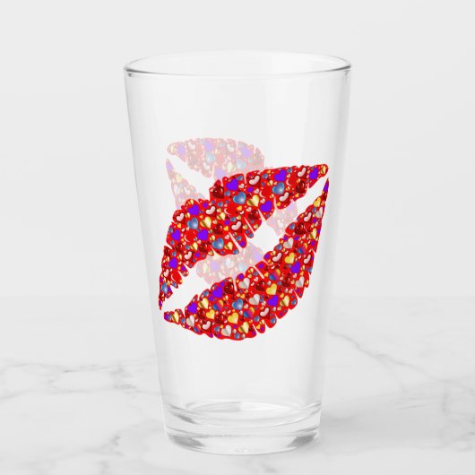 Verre Baiser Flirty de lèvres d'amour de Valentine (Devant)