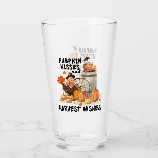 Verre Baisers citrouilles souhaits de récolte Thanksgivi (Devant)