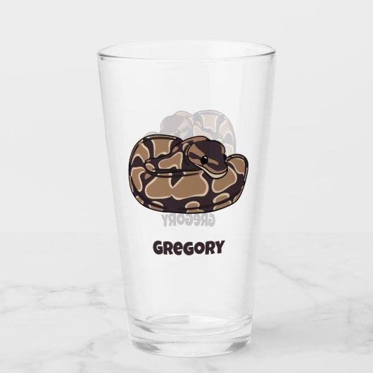 Verre Ball Python Snake, Brown et Tan Personnalisé (Devant)