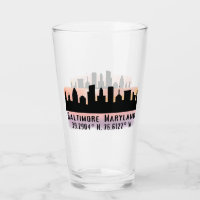 Baltimore Skyline Latitude et Longitude Pint