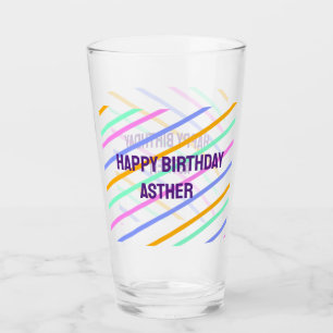 Verre Bandes colorées joyeux anniversaire ajouter nom ch