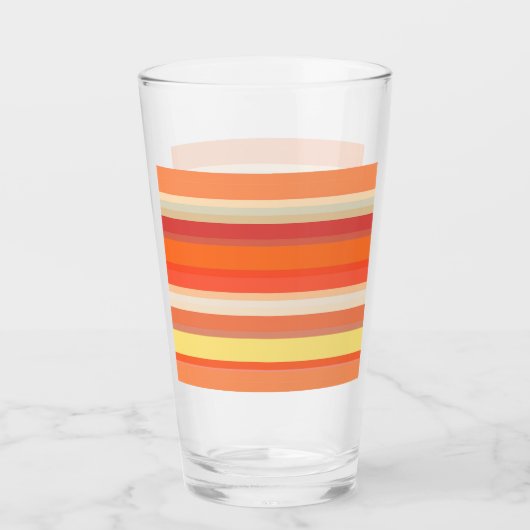 Verre Bandes rouges mignonnes orange (Devant)