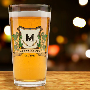 Verre Bar à houblon personnalisé Blason de votre pub Mon