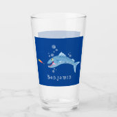 Verre Barracuda poisson affamé de la pêche dessin animé (Devant)