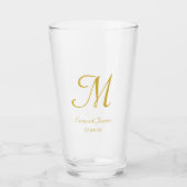 Verre Barre de nom du monogramme de script Gold personna (Devant)