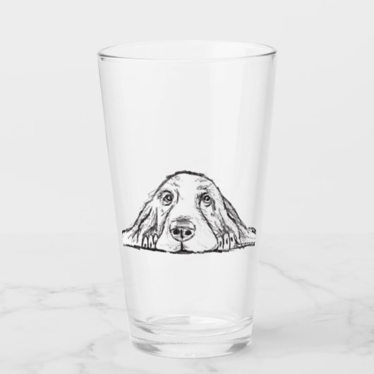 Verre basset hound noir blanc simple yeux de chiot chien (Devant)