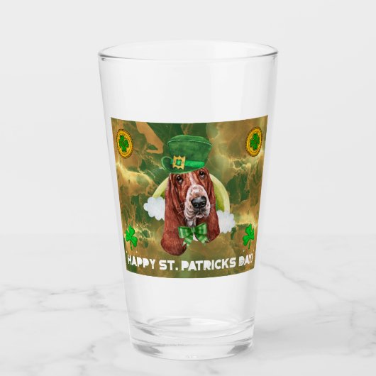 Verre Basset Hound Or Joyeux St. Patrick (Devant)