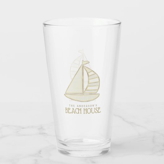 Verre Bateau à voile de maison de plage ID623 (Dos)
