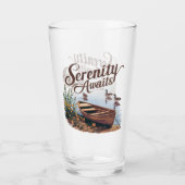 Verre Bateau du lac Serene avec oies et Fleurs sauvages (Dos)