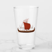 Verre Bateau viking à voile rouge II (Dos)